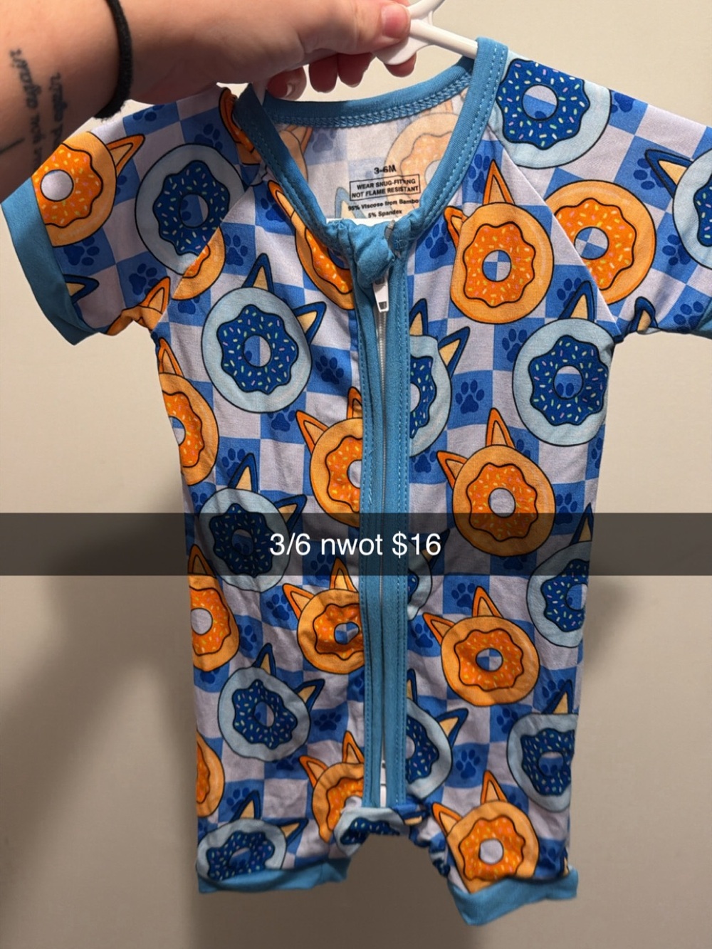 Kids Blue & Orange Donut Print Swim Suit - 3/6 Months